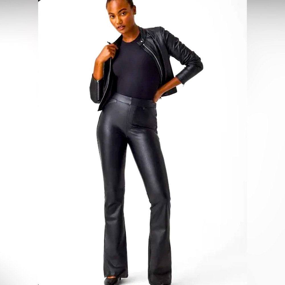 Spanx Leather Like Flare black pant NWT
